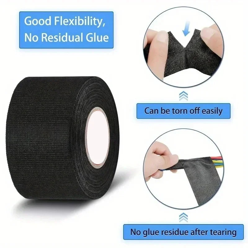 Heat-Resistant Wear-Resistant Car Electrical Tape - Waterproof Soundproof Fabric Tape for Long-Lasting Wire Protection