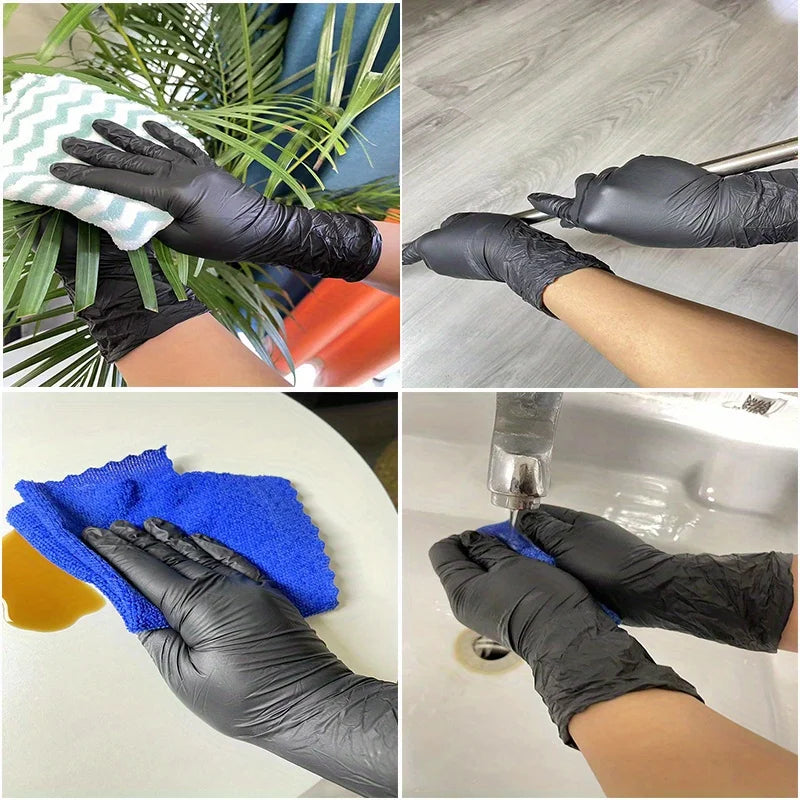 Black Nitrile Gloves Disposable Thickened Waterproof Cleaning Gloves