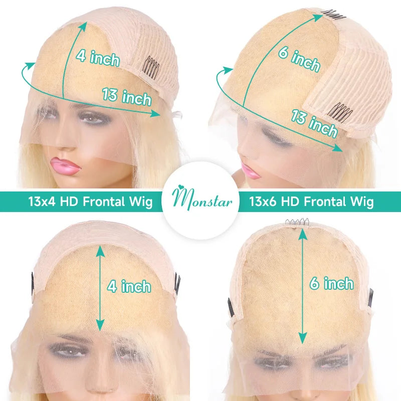 13x4 13x6 613 HD Blonde Bob Hair Wig Human Hair Lace Frontal additional angle