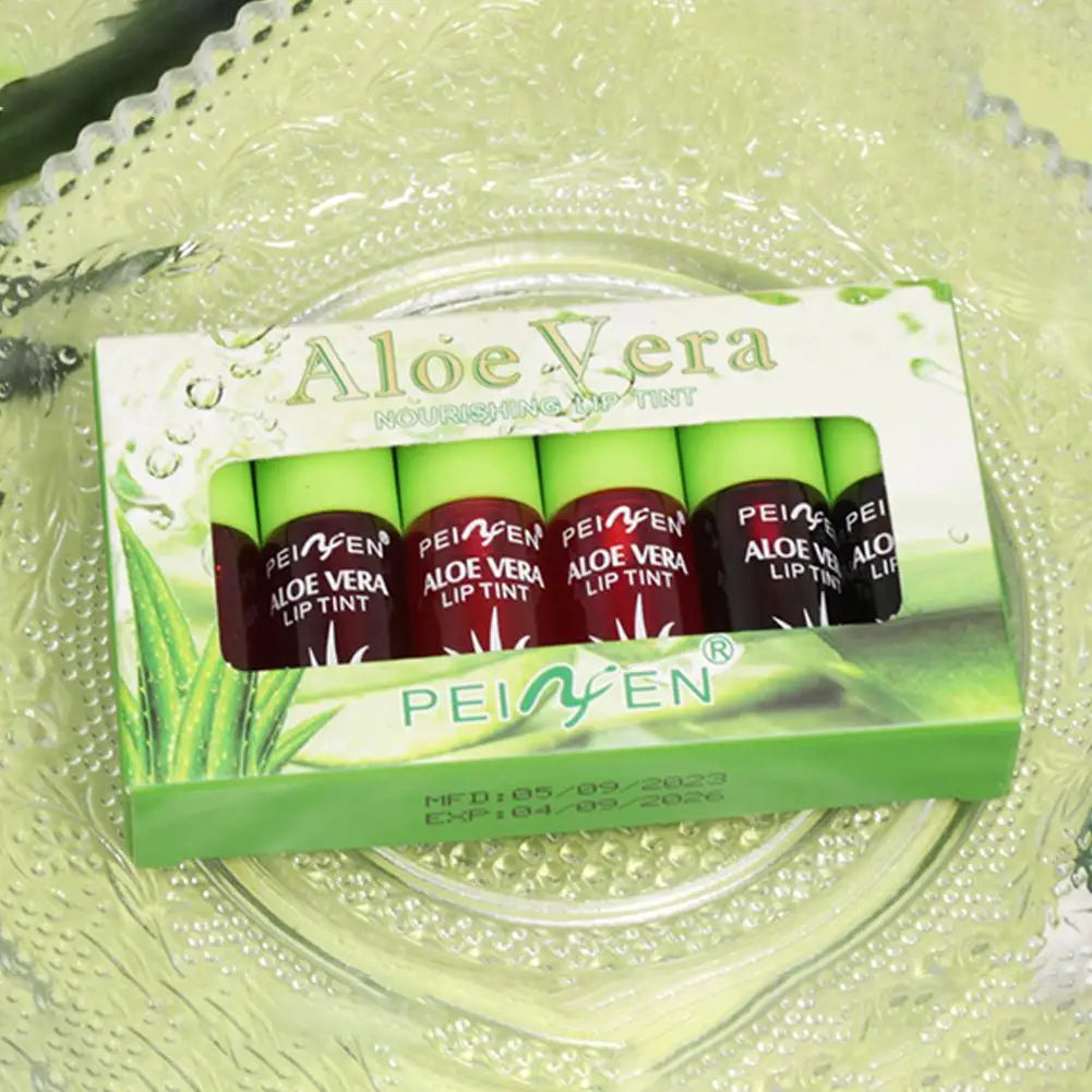 6 Color Lip Tint Stain Set Plumping Liquid Lipstick Aloe Vera Watery Lip Stain Lip additional angle