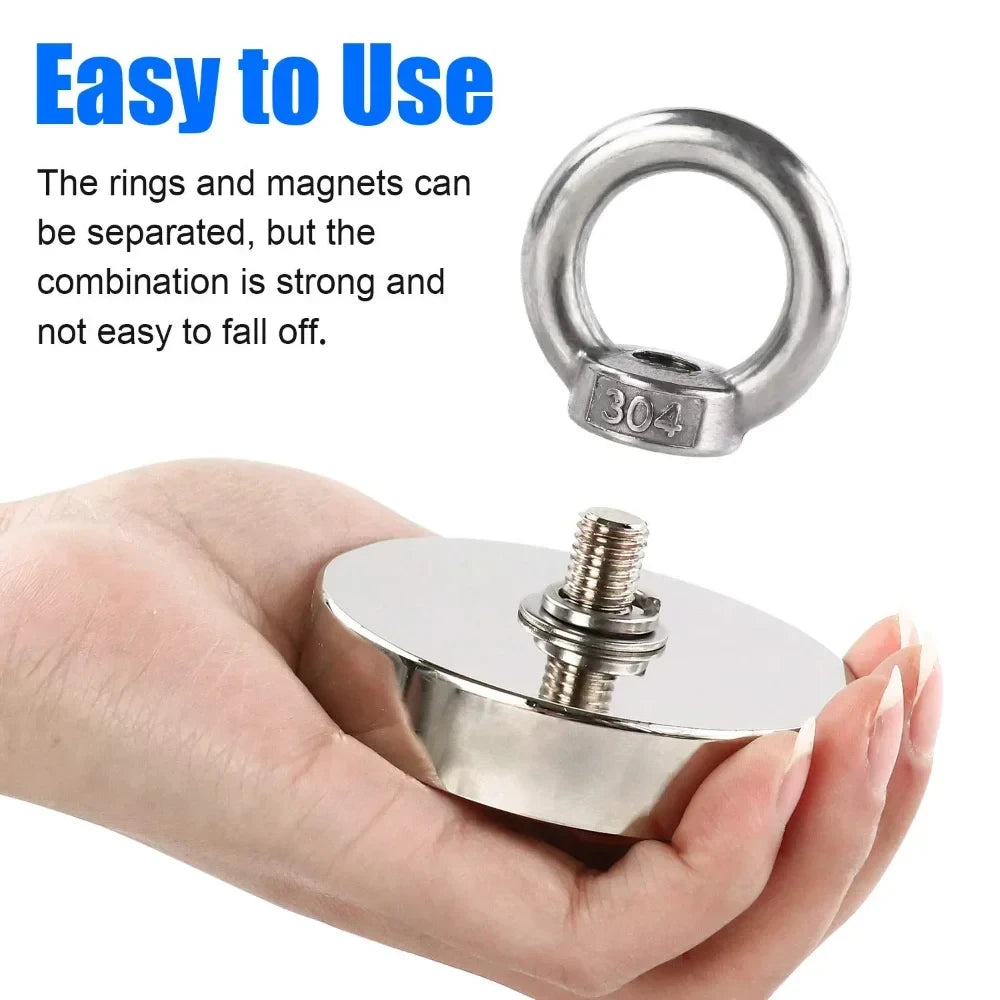 N52 Salvage Helper Rare Earth Magnet with Lifting Ring detail view