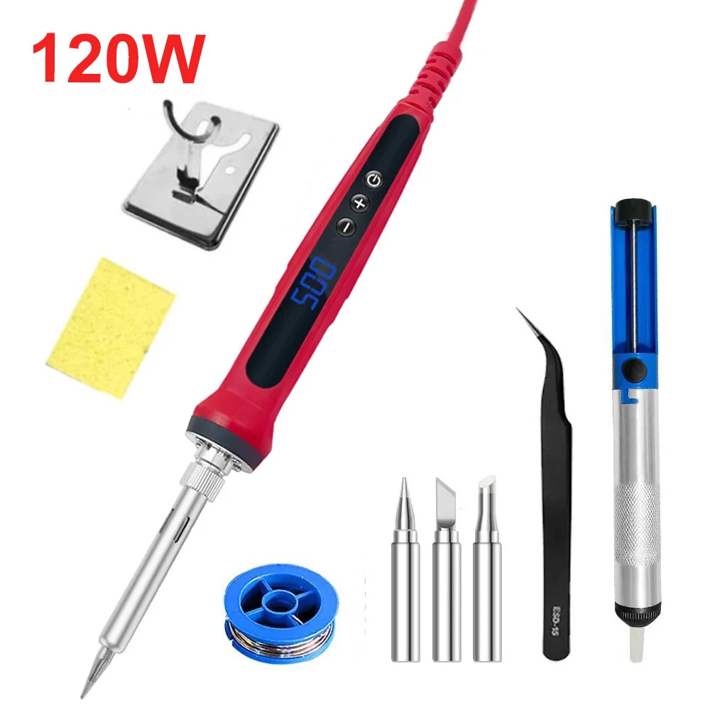 80W Soldering iron kit adjustable temperature LCD solder welding tools Ceramic heater alternate view
