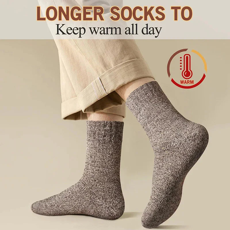3 Pairs Winter Warm Thick Towel Bottom Man Socks Wool Male Socks Slipper Socks Merino Wool Socks Against Cold Snow Socks 39-44