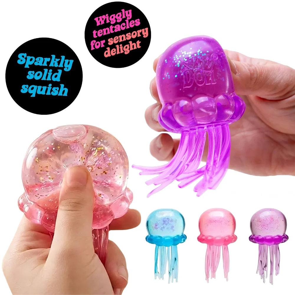 Trending Nee Doh Jellyfish & Cube Squish Toy, Soft Jelly Squeeze Stress Relief Fidget lifestyle view