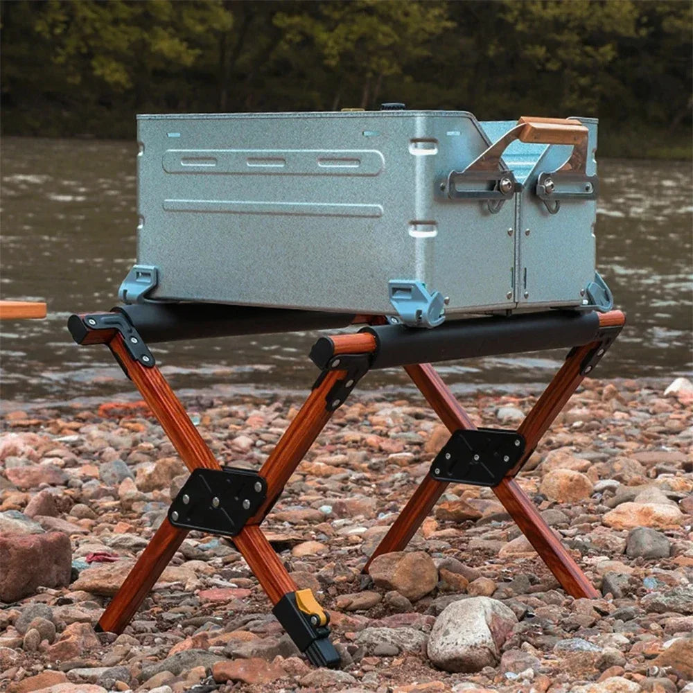 Outdoor Foldable Cooler Stand Aluminum Camping Icebox Rack