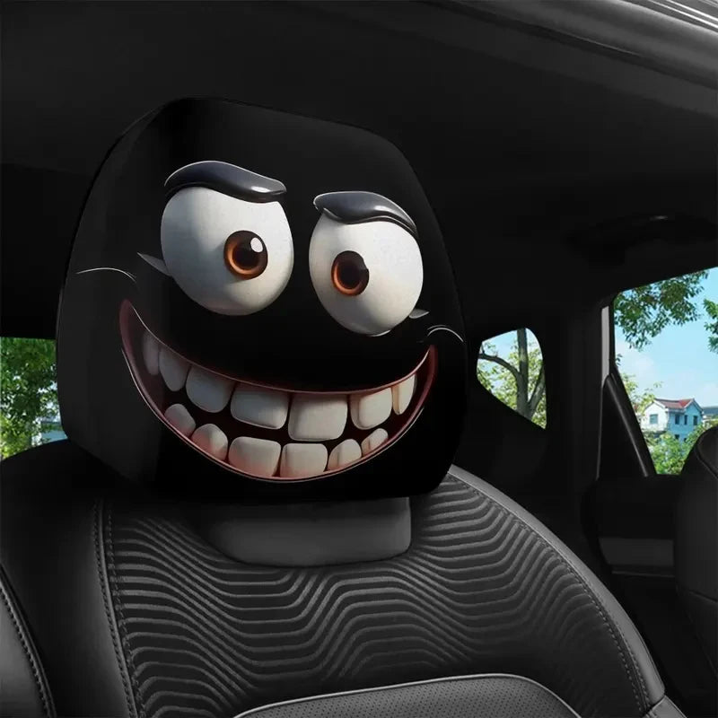 Smiley Face Car Headrest Cover 2pcs detail view