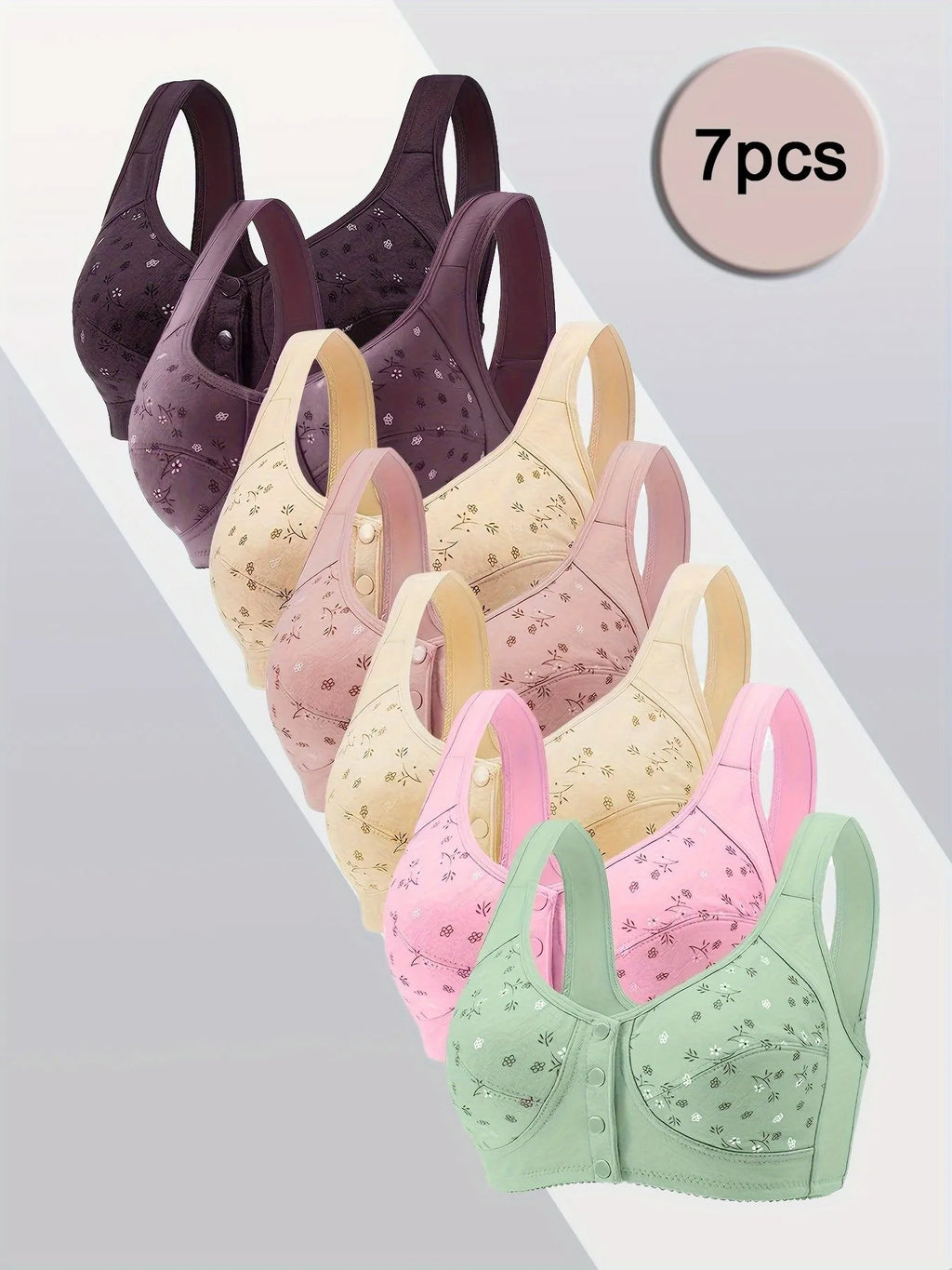 Lace Push Up Seamless Bras for Women Plus Size 7 Pack