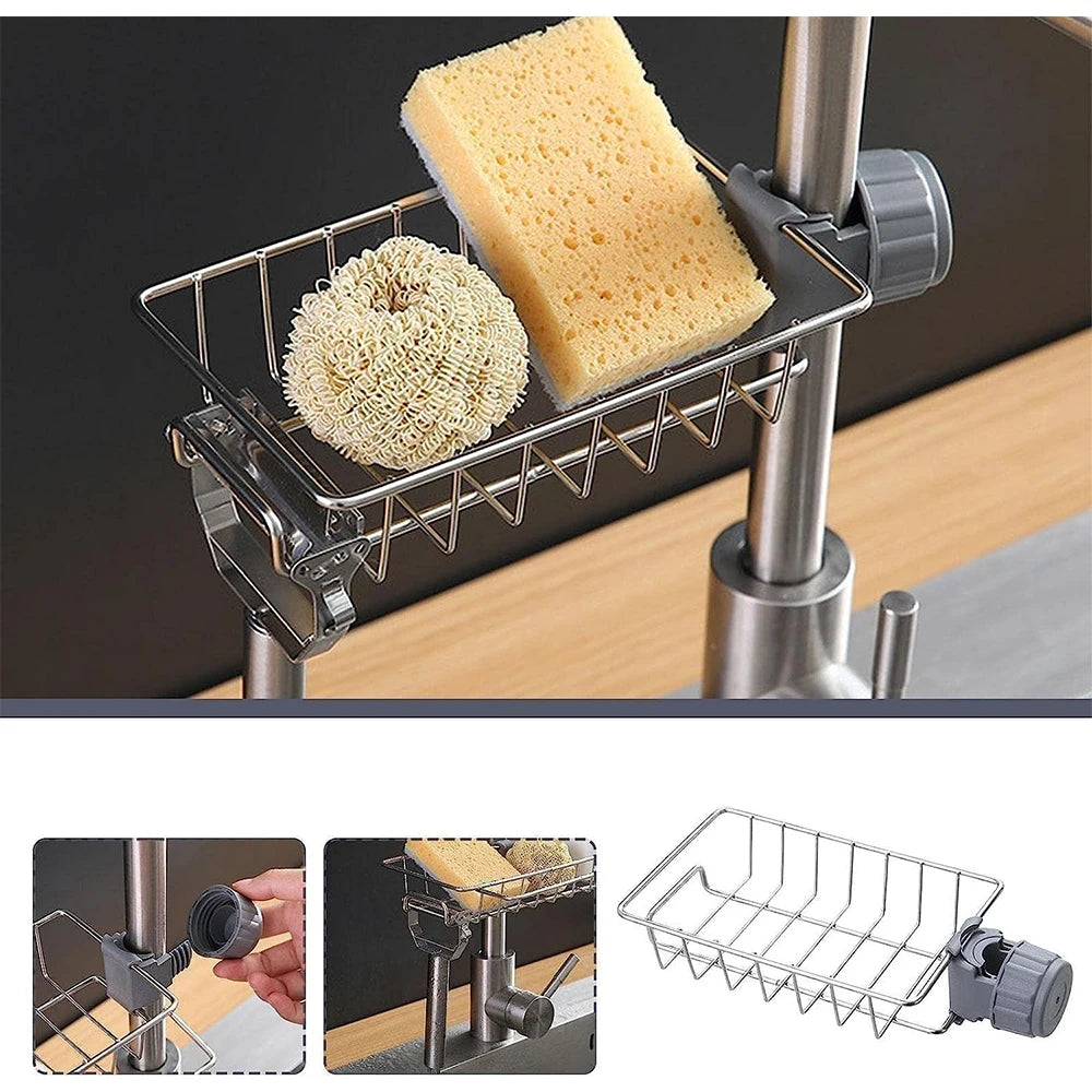 Kitchen Sink Drain Rack Faucet Holder Soap Sponge Organizer detail view