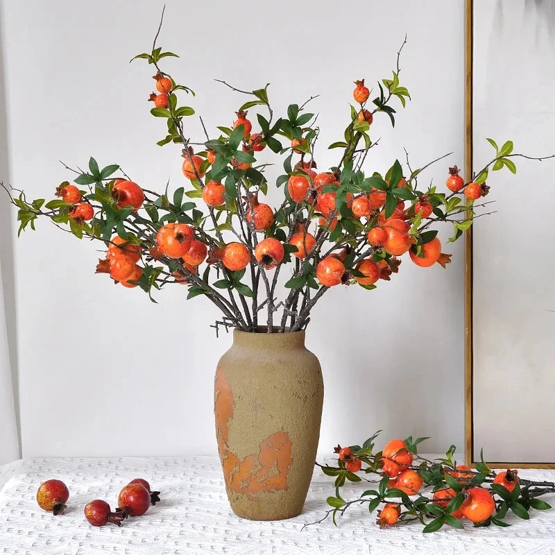 Artificial Pomegranate Long Branch Fruit Decor 80cm
