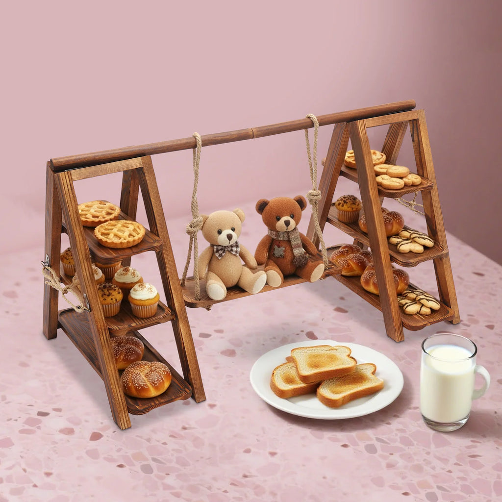 3-Tier Solid Wood Cake Stand, Dessert Serving Tray, Cupcake Stand
