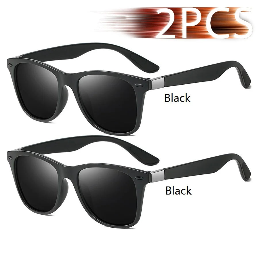 1-2-3PCS Fashion Vintage Square Unisex Driving Fishing Sunglasses Men Women Luxury additional angle