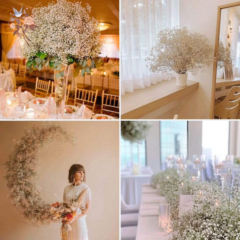 60g Dried Baby Breath Flower Bouquet Natural Dry Flowers Gypsophila Valentines Day Wedding Decoration Home Table Christmas Decor