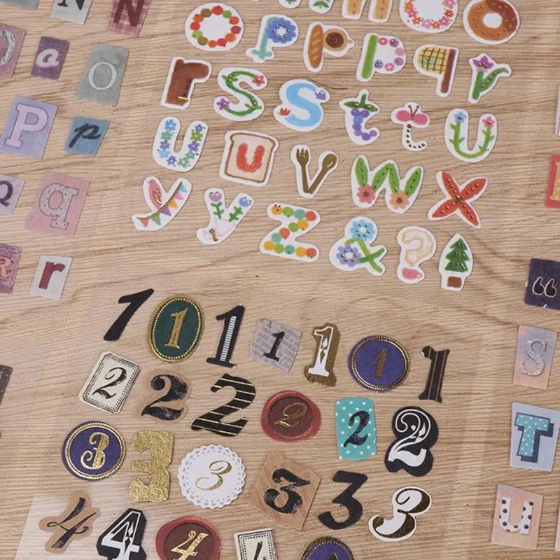 Alphabet Number Retro Stickers for Scrapbooking | 6pcs