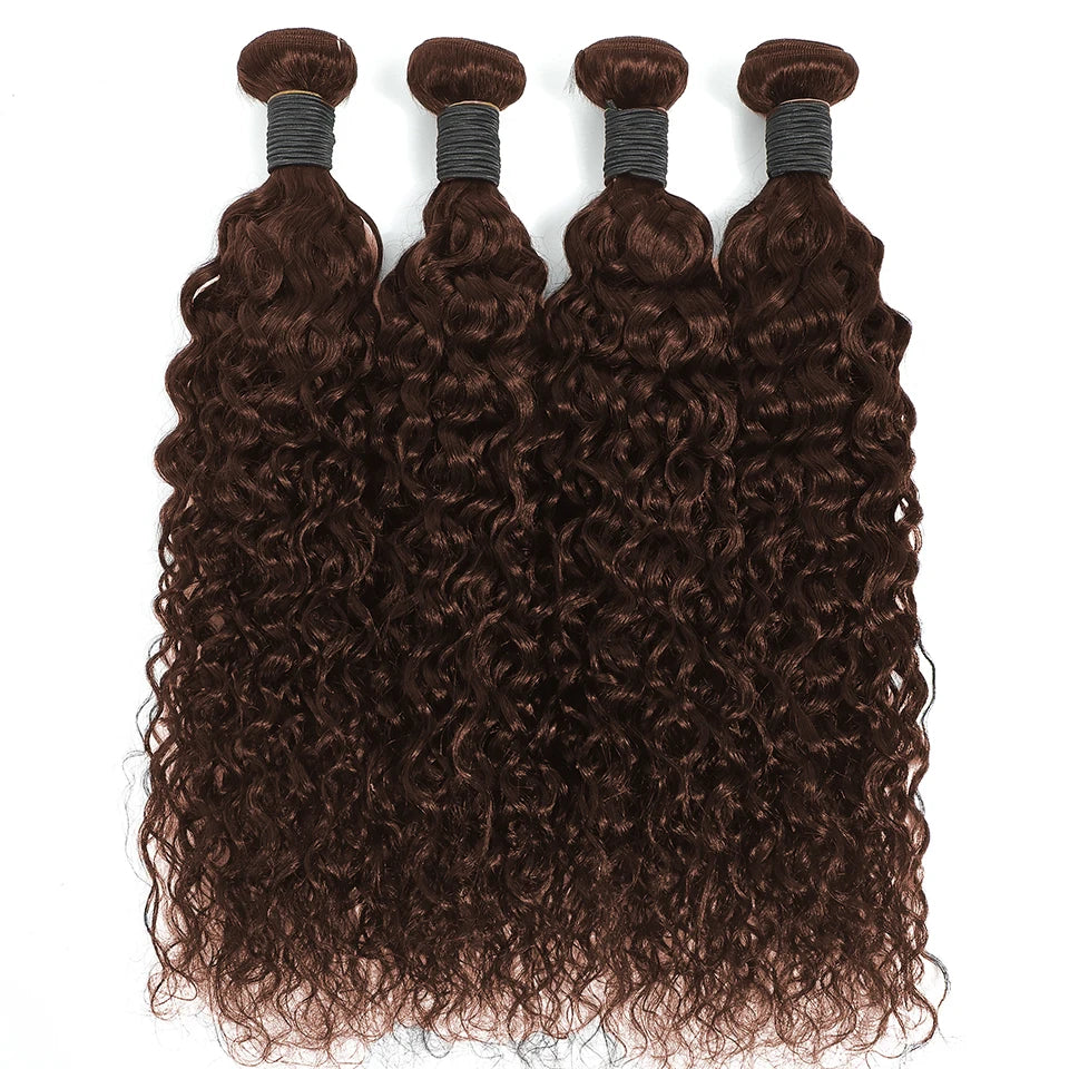 #4 Chocolate Brown Water Wave Human Hair Bundles 10-30 Inch