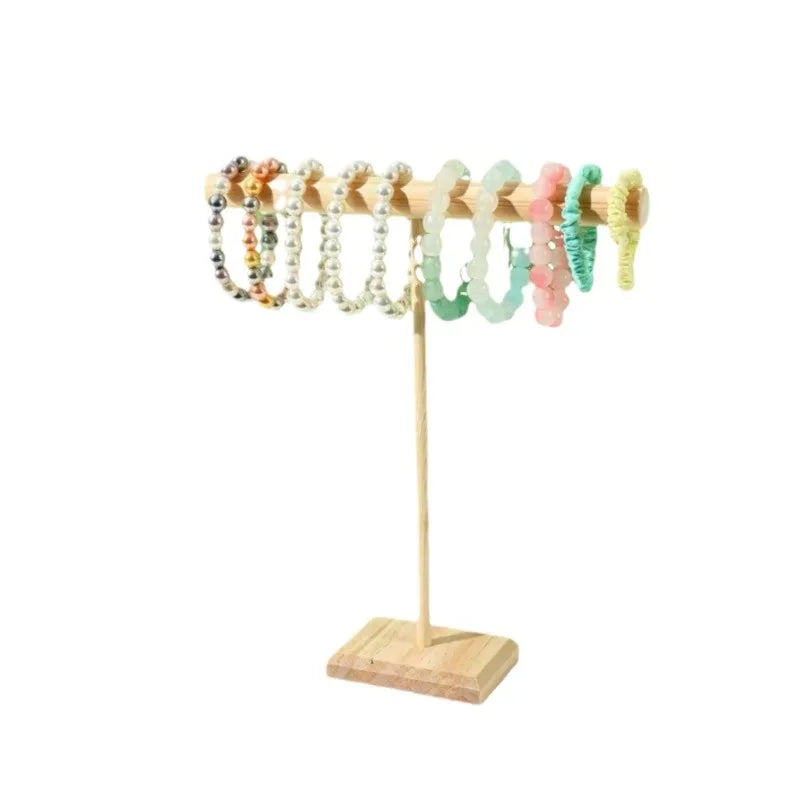 Solid Wood Jewelry Display Stand - Multi-Functional Display Rack for Bracelets, Necklaces, Hair Bands