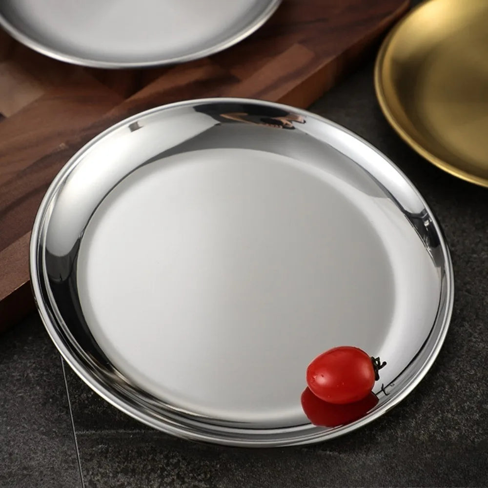 Stainless Steel Travel Plate Lightweight Rust Proof Outdoor Dinnerware