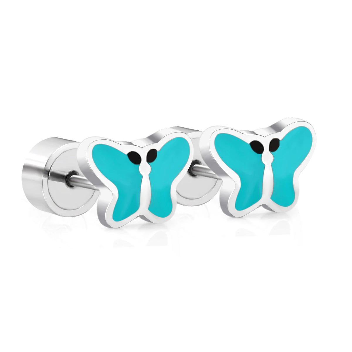 LUXUSTEEL Pink Flower Stud Earrings For Women Stainless Steel Oil Dripping Heart Star alternate view