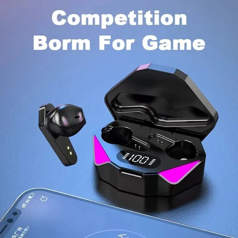 TWS Wireless Bluetooth Headset LED Display Gamer Earbuds with Mic Wireless Headphones close-up view