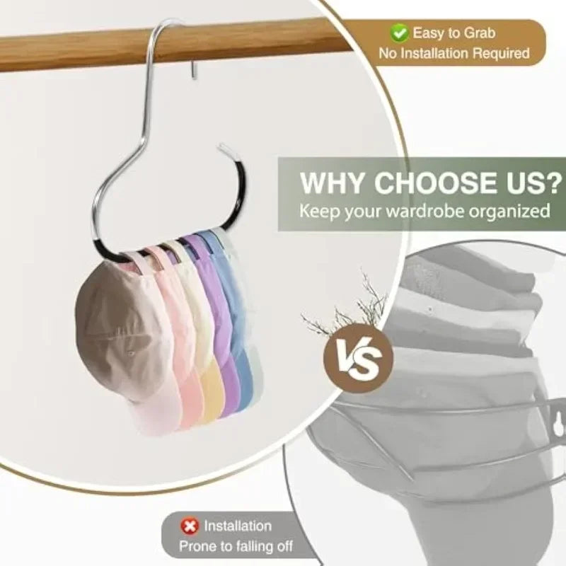 Versatile Round Hook - Perfect for Hats, Ties,Scarves & Bags, Strong Load-Bearing,Non-Deformable Durable Circle Ring Hat Hanger