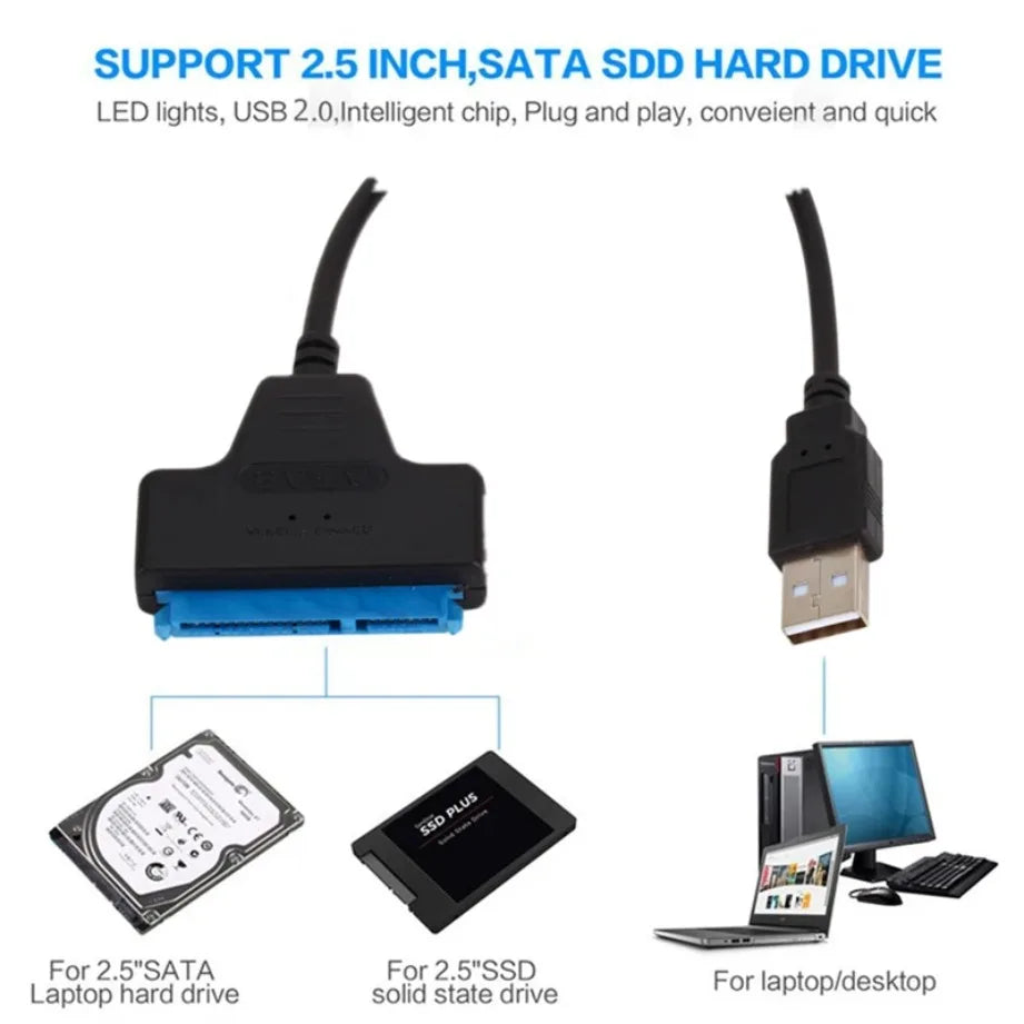 SATA to USB Adapter Cable for 2.5 Inch SSD HDD, USB 3.0 2.0 TYPE-C detail view