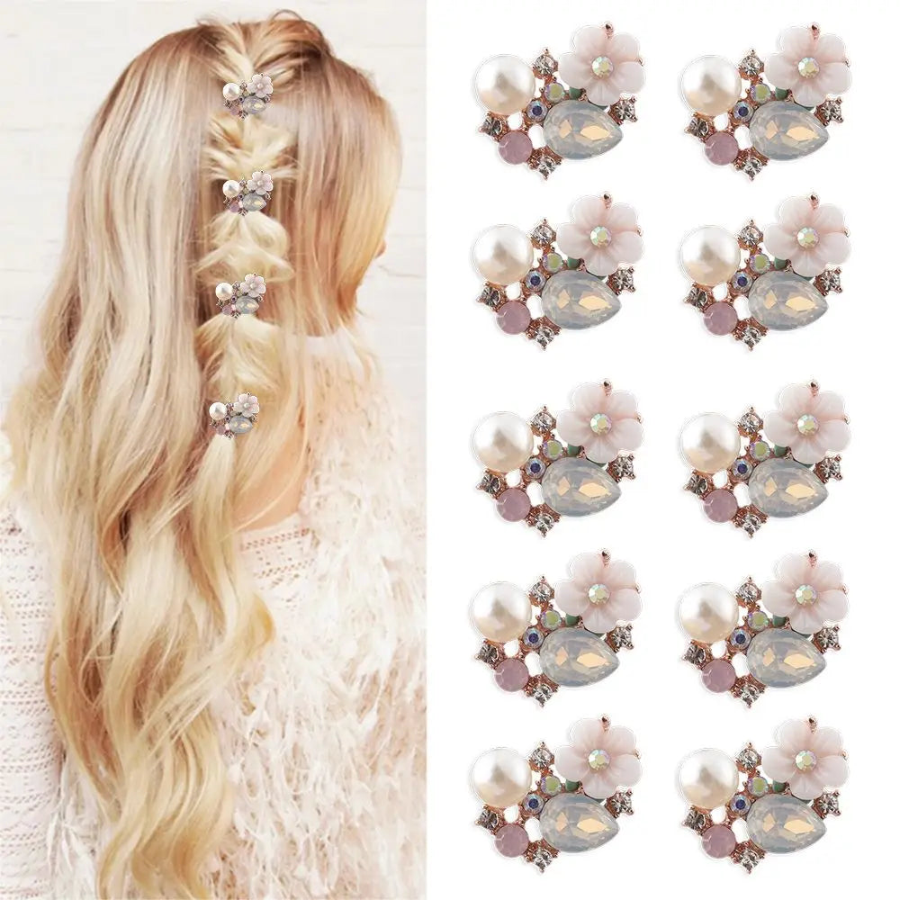 10Pcs Exquisite Garment Buckle Flower Rhinestone Pearl Buttons DIY Craft Sewing Accessories Apparel Clothing Decoration