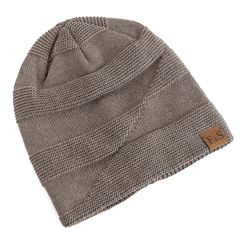 Slouchy Fur Lined Knit Winter Beanie Hat detail view