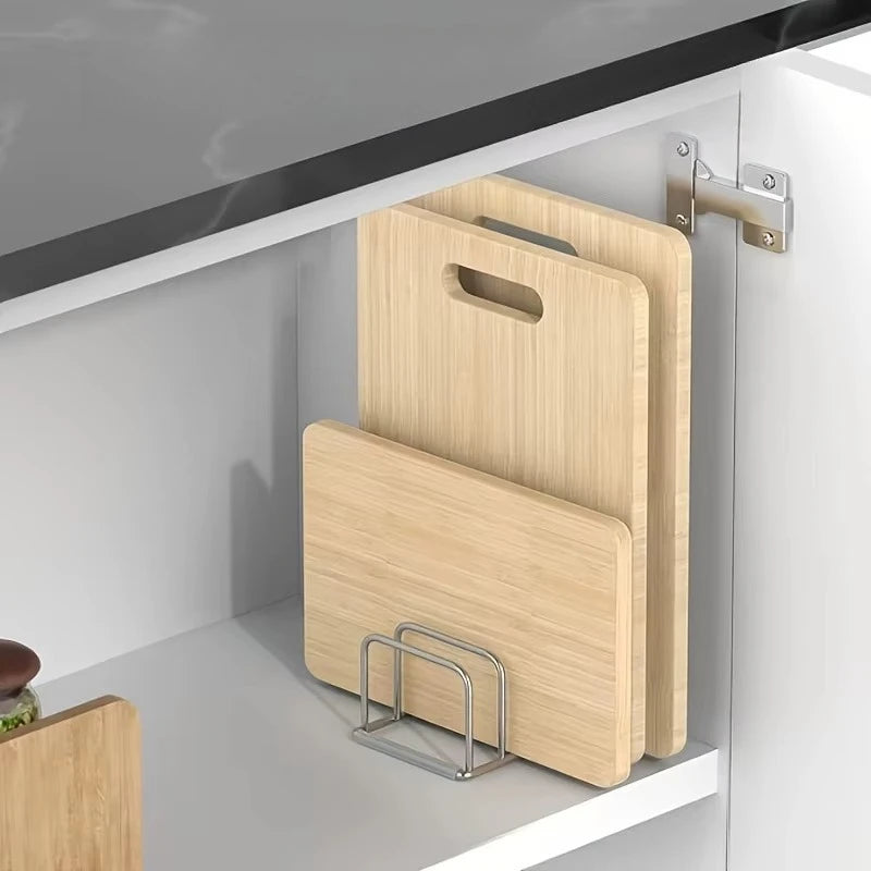Stainless Steel Pot Lid and Cutting Board Countertop Rack