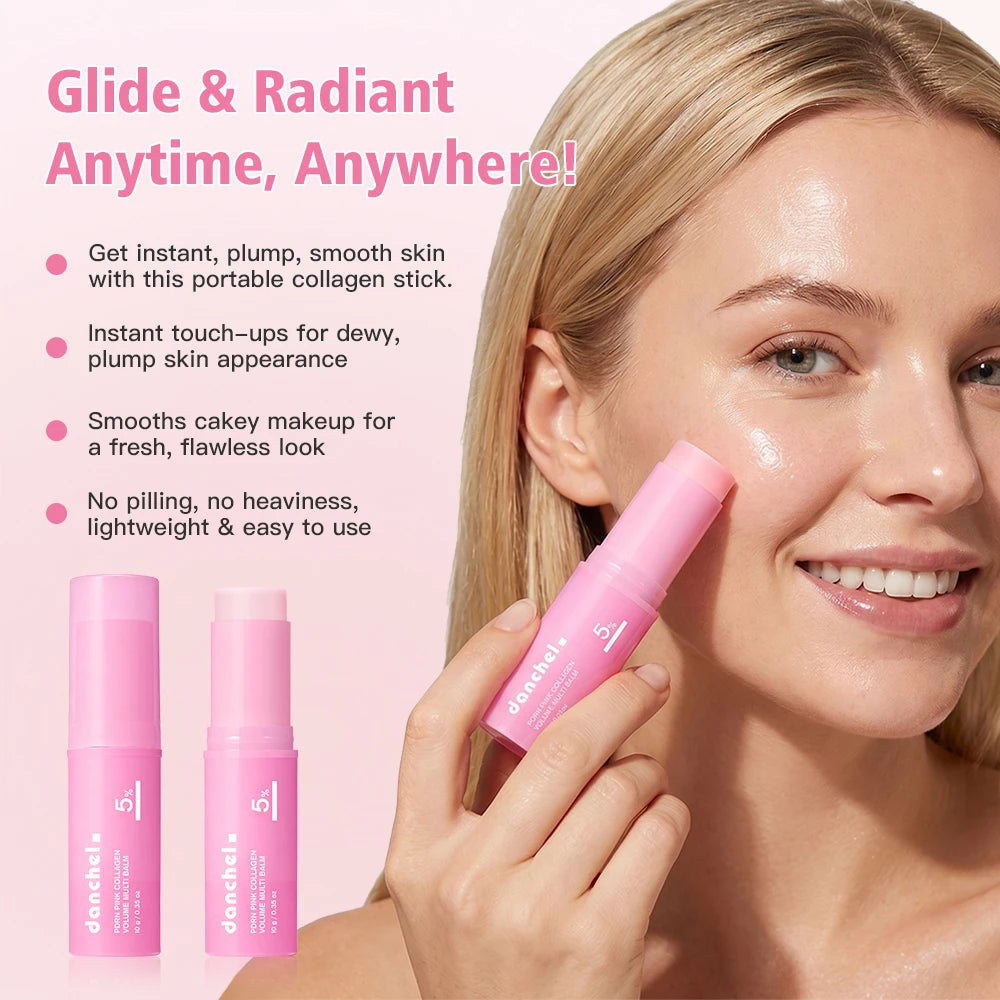 PDRN Pink Collagen Volume Multi Balm Stick for Cheeks Eyes Lips Neck