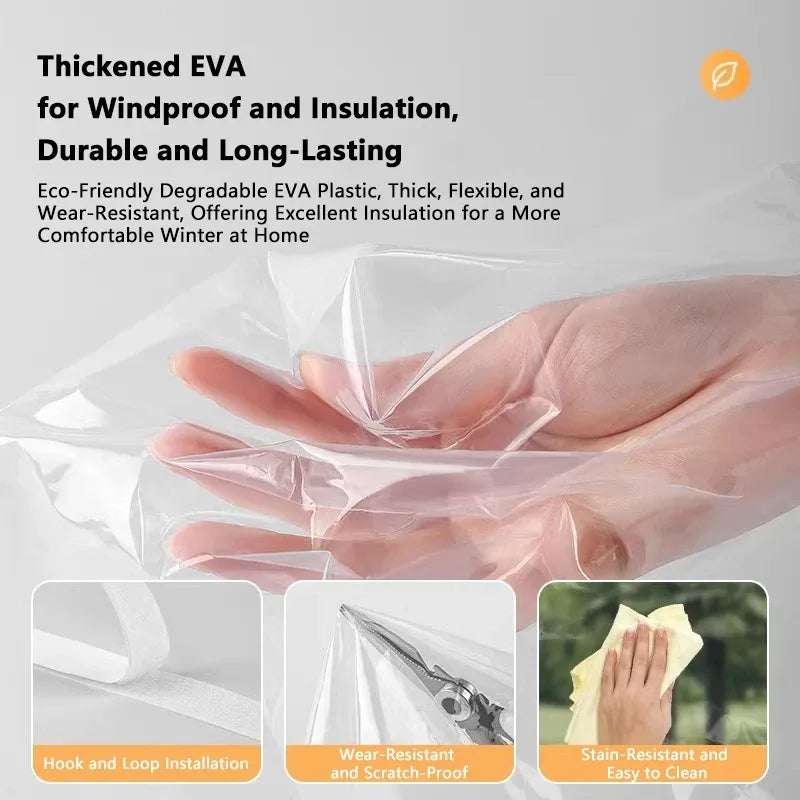 Window Insulation Film, Winter Indoor Windproof and Warm Windows, Energy-saving Transparent Film, Screen Window, Door Curtain