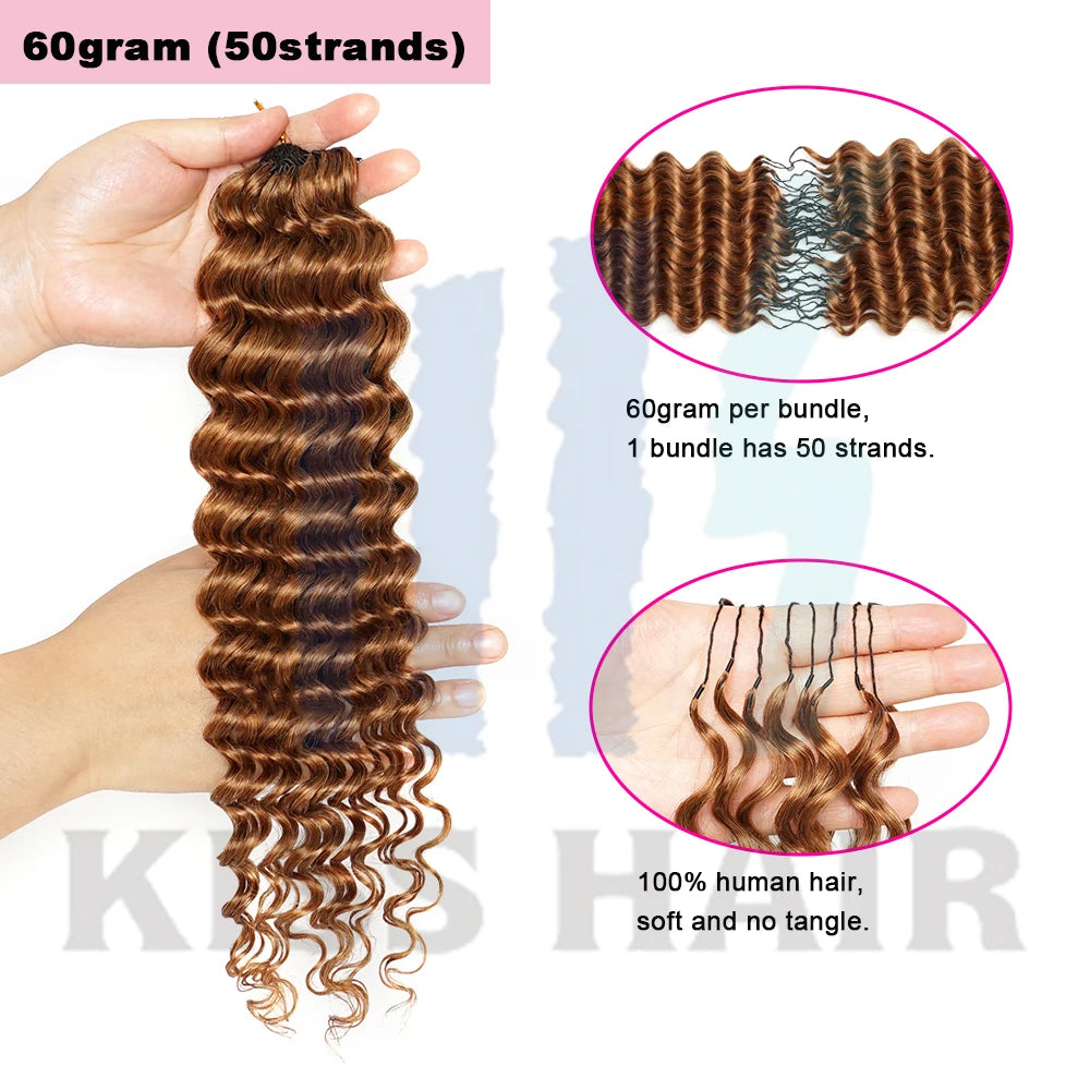 #30 Colored 100% Human Hair Deep Wave Bulk Hair Extensions