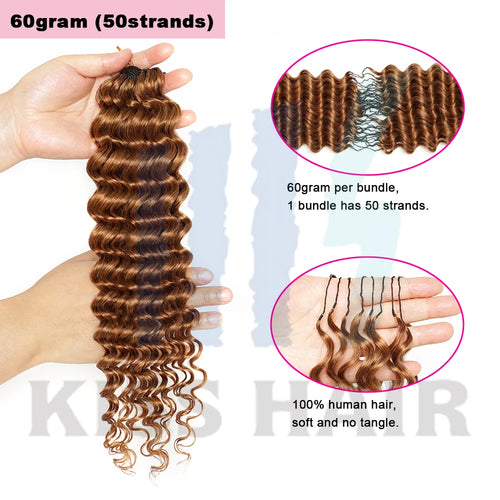 #30 Colored 100% Human Hair Deep Wave Bulk Hair Extensions