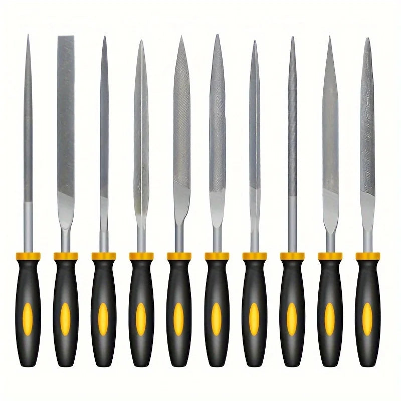 Premium Needle File Set - High-Carbon Steel Files with Non-Slip Ergonomic Handles for Precise Filing on Wood, Plastic, Model