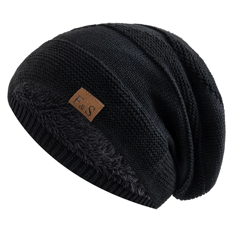 Slouchy Fur Lined Knit Winter Beanie Hat alternate view