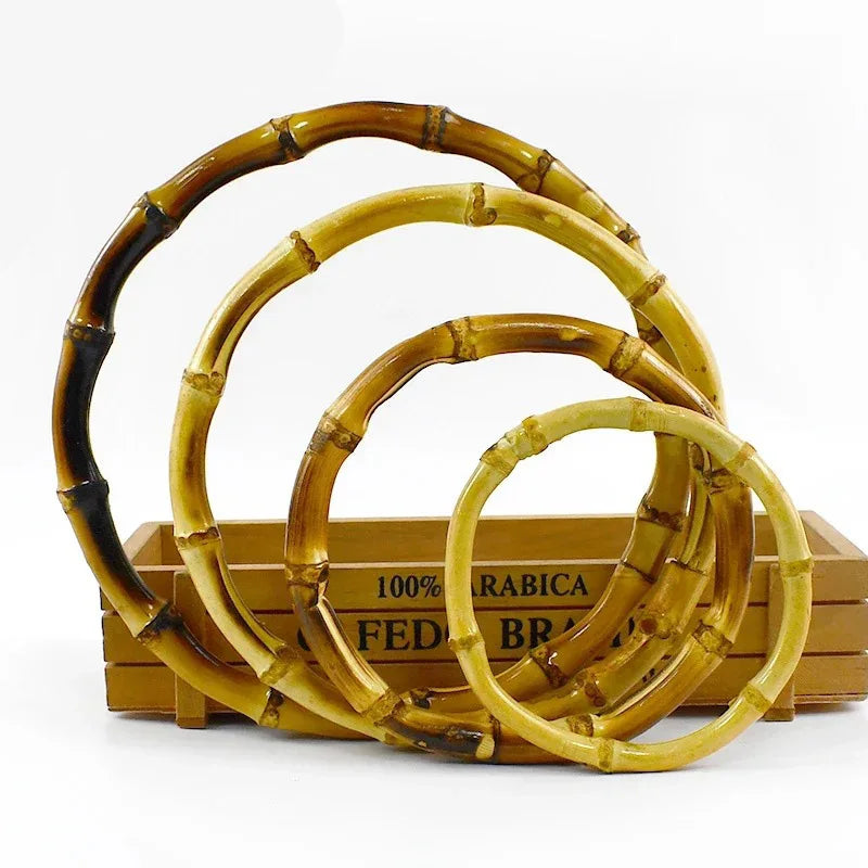 1Pcs Natural Bamboo Rings Bag Handles 10cm/12cm/15cm/17cm DIY Handmade Wooden Bags Cl alternate view