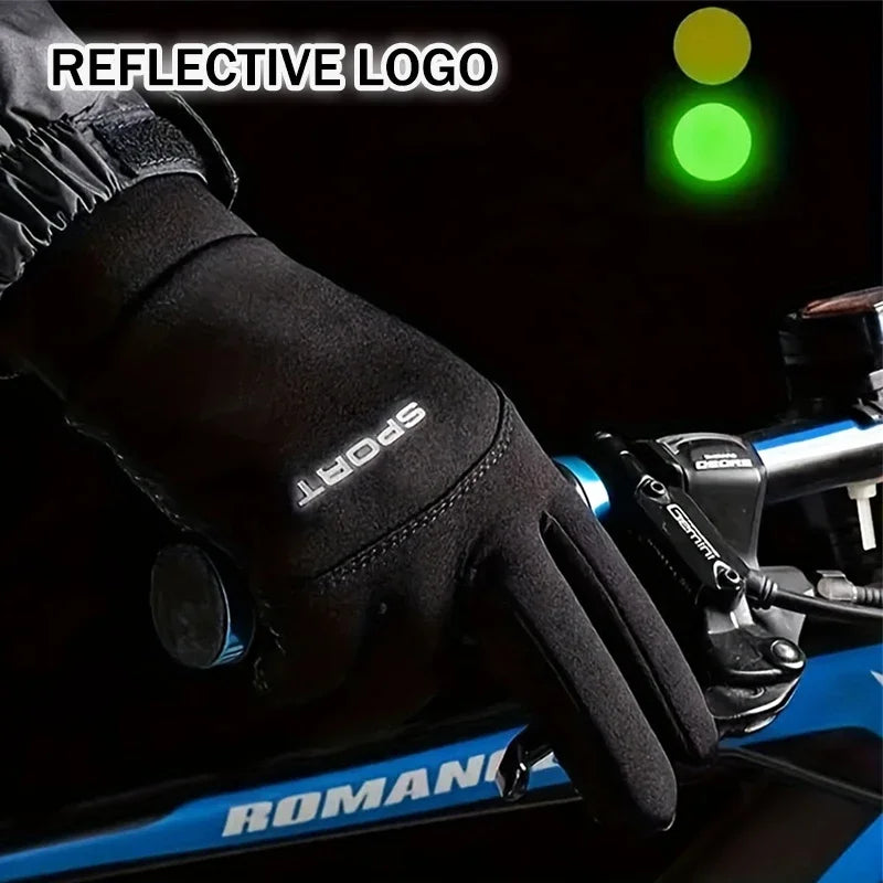 Winter Warm Gloves Touch Screen Windproof Cold-proof Cycling Gloves, Men's Women's Ru alternate view