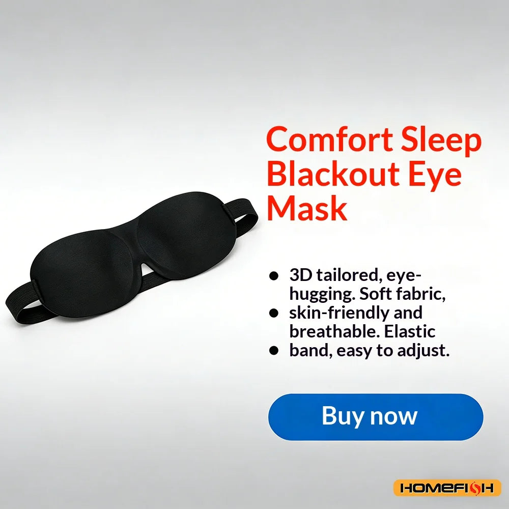 Breathable 3D Adjustable Sleep Mask – Blocks Light, Allows Air Circulation for Eyes, U close-up view