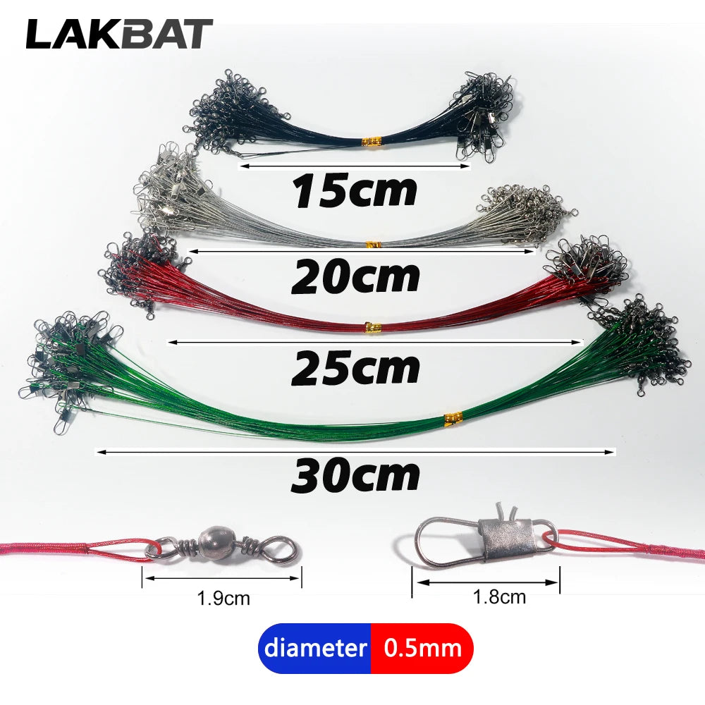 Stainless Steel Wire Fishing Leader Swivel Snap 20Pcs alternate view
