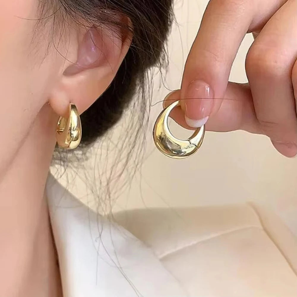 Stainless Steel Chunky Hoop Earrings for Women