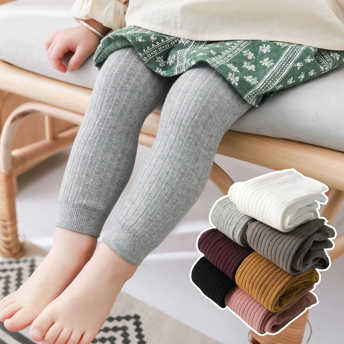 Kids Cotton Stretch Leggings 0-6 Years alternate view