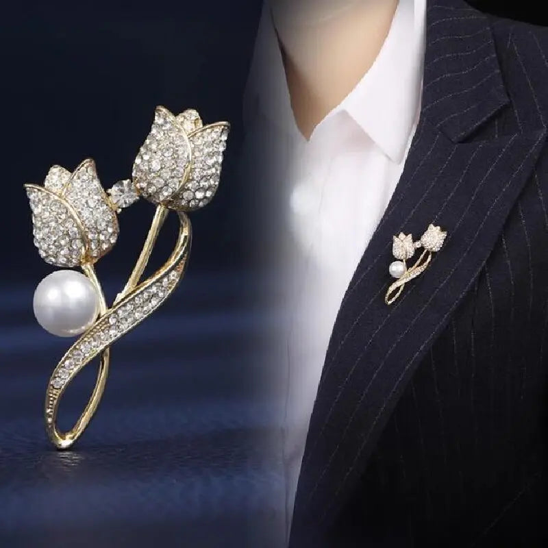 1PC Women's Elegant Tulip Flower Brooch Chest Flower Autumn/Winter Coat Coat Pin Fashion Dressing Gift -4858