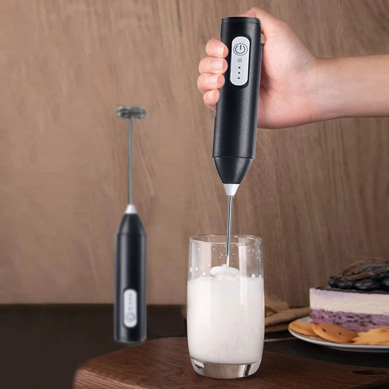 Wireless Milk Frother Rechargeable Stainless Steel Handheld Whisk detail view