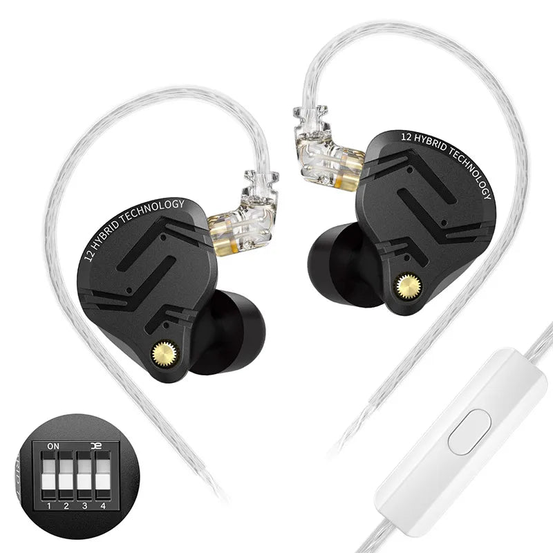 KZ ZS12 PRO X Metal Earphones 1DD+5BA Hybrid HIFI Bass In Ear Monitor Headphones Music close-up view