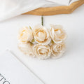6Pcs Artificial Flowers Wedding Mini Bouquet Wreath Scrapbooking for Home Christmas Decor Diy Holiday Accessories Silk Tea Rose