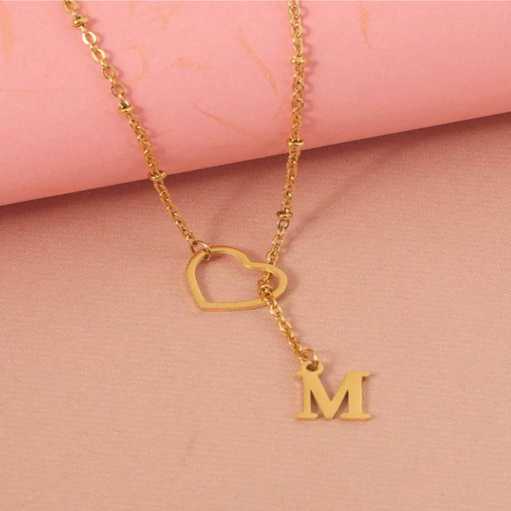 Letter Heart Stainless Steel Choker Necklace for Women