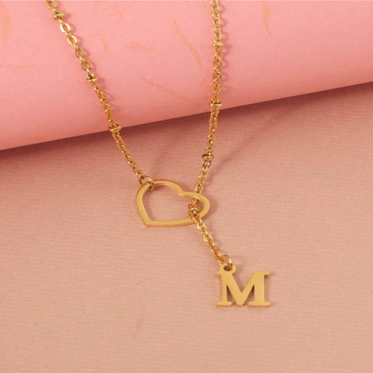 Letter Heart Stainless Steel Choker Necklace for Women