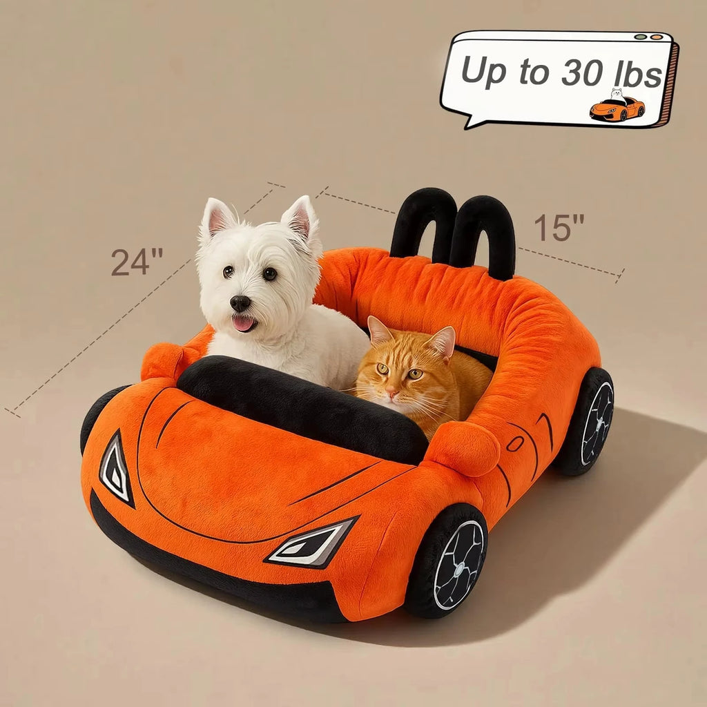 Supercar Cat Bed Coral Fleece Pet Mat with Pillow 17 x 15 Inch