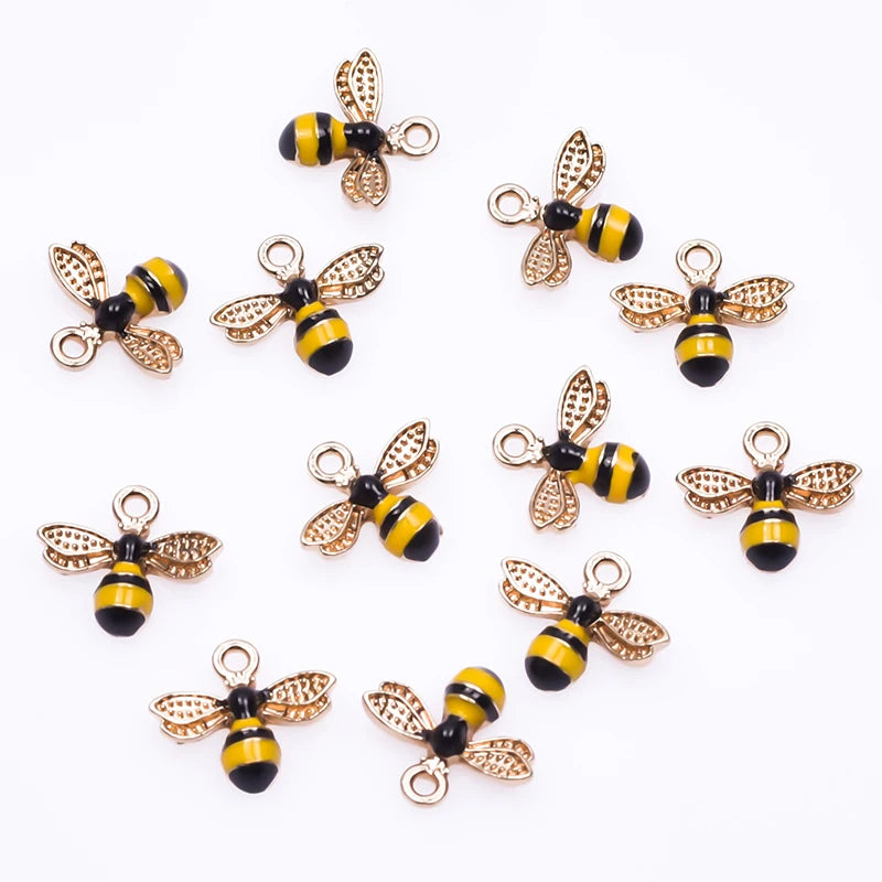 20pcs Cute Animal Bee Pendants For Jewelry Making Supplies Enamel Materials To Make Bracelets Earrings Rhinestone Animal Charms