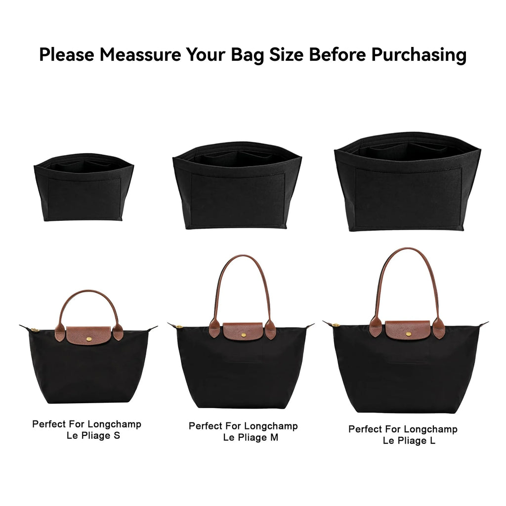 Felt Insert Bag Fits For Longchamp Handbag Liner Bag Felt Cloth Makeup Bag Support additional angle