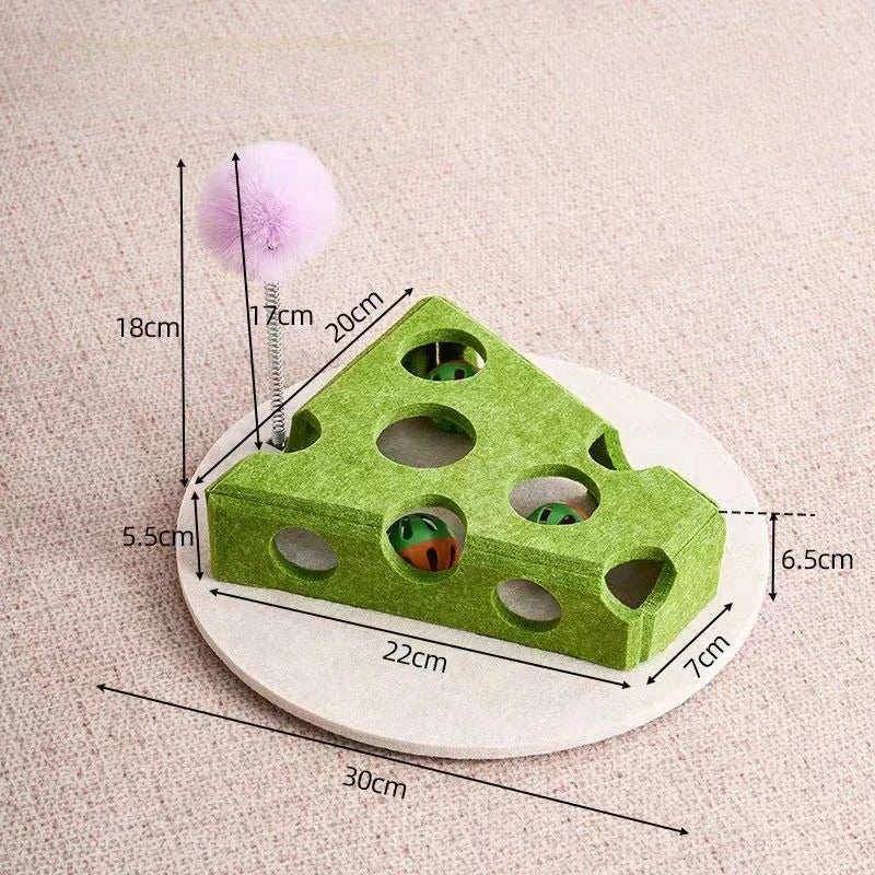 Felt Cat Puzzle Feeder Box with 3 Balls Interactive Maze Slow Feeder Toy for Indoor Cats Mental Enrichment Treat Hideout