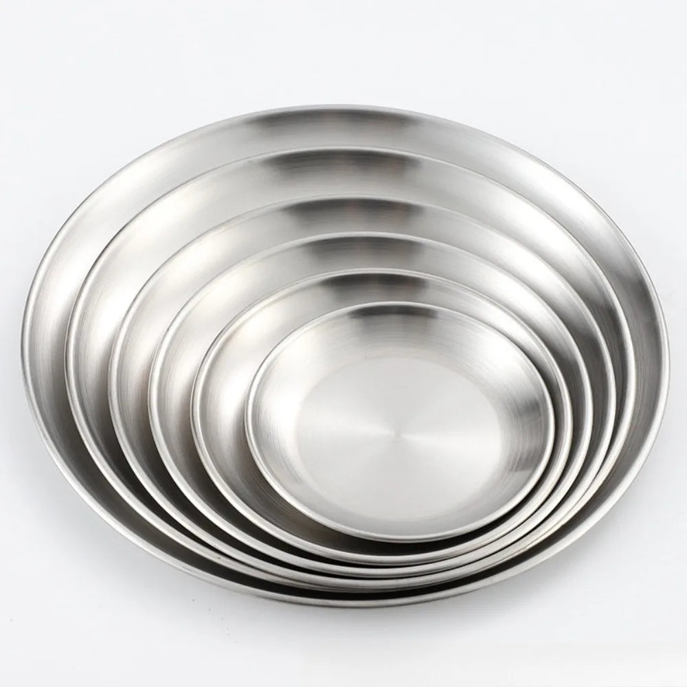 Stainless Steel Travel Plate Lightweight Rust Proof Outdoor Dinnerware